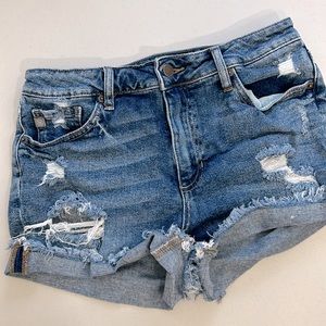 JUSTUSA Shorts Women’s size Medium Blue Denim Raw Hem